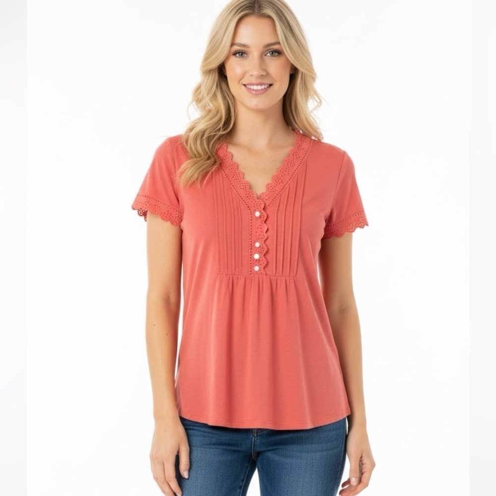 Ralph Lauren Denim & Supply Women's Pink Scallop Top new with tags size large